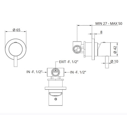 Bongio Squadra Inbouw douchemengkraan, Chroom