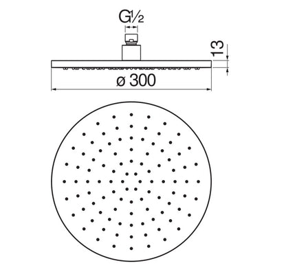 Nobili Luxe hoofddouche rond Ø 30 cm geborsteld messing PVD AD139/113CGP