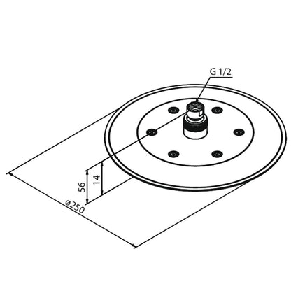 Damixa Silhouet hoofddouche Ø250 mm, Chroom