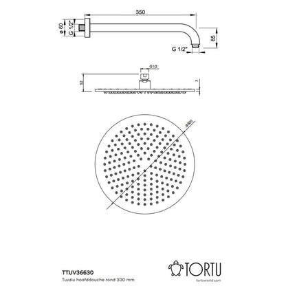 TORTU Tuvalu luxe inbouw doucheset met 30 cm hoofddouche, geborsteld staal