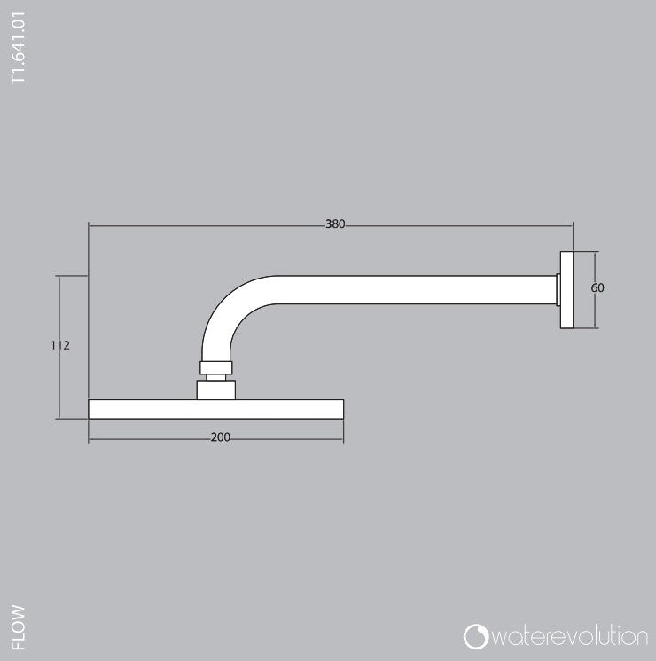 Waterevolution Flow hoofddouche 25 cm met wandbevestiging mat zwart
