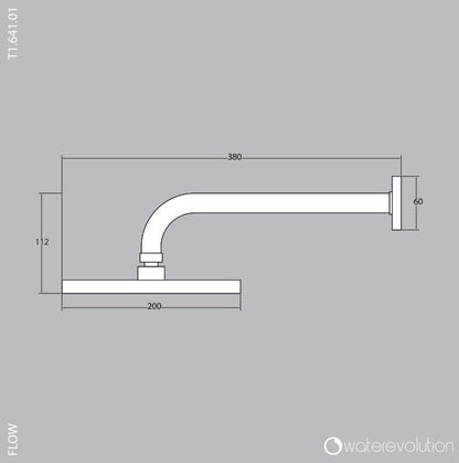 Waterevolution Flow hoofddouche 25 cm met wandbevestiging mat zwart