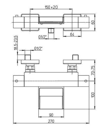 Paini Nexxt Dax design thermostaat badmengkraan met waterval, chroom