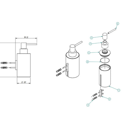 Treemme Tag zeep lotion dispenser wandmontage mat nikkel