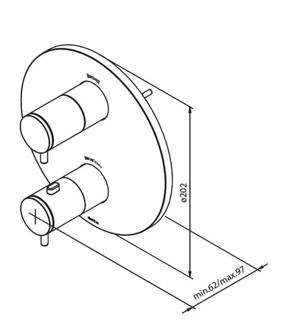 Damixa Silhouet inbouw thermostaat douchekraan inbouw + afbouwdeel met omstel, chroom (productie jaar 2022)