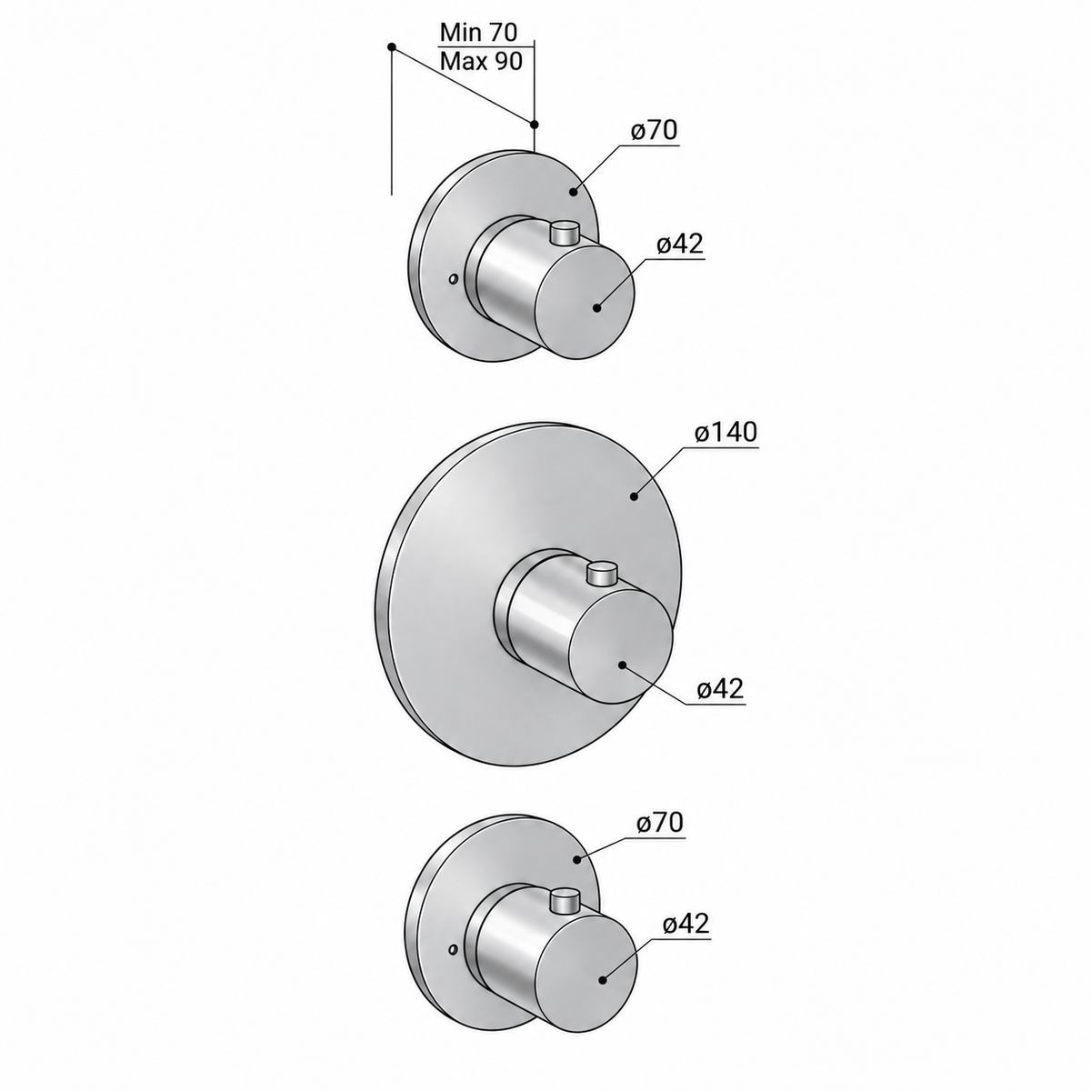 Hotbath Cobber CB007EXT afbouwdeel voor inbouw thermostaat met 2 stopkranen Gepolijst Messing PVD (modeljaar 2020)