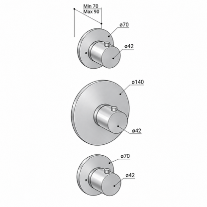 Hotbath Cobber CB007EXT afbouwdeel voor inbouw thermostaat met 2 stopkranen Gepolijst Messing PVD (modeljaar 2020)
