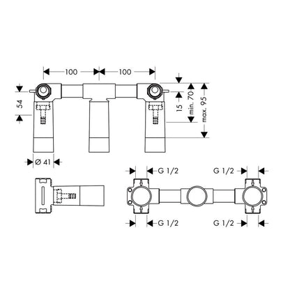 Hansgrohe Universeel Basisgarnituur 3-Gats Wandkraan 10303180