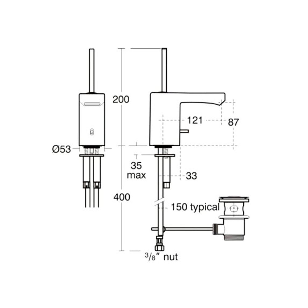 Jado Glance wastafelkraan met waste bediening, Chroom