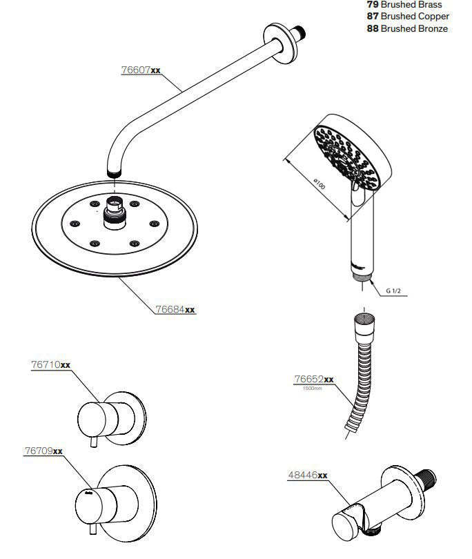 Damixa Silhouet inbouw douchethermostaatset met 2 stopkranen, complete set, chroom uitvoering