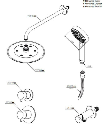 Damixa Silhouet inbouw douchethermostaatset met 2 stopkranen, complete set, chroom uitvoering