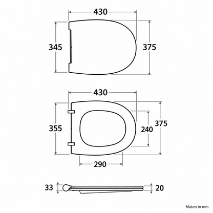 Globo 4ALL closetzitting met softclose – mat wit met goudkleurige scharnieren