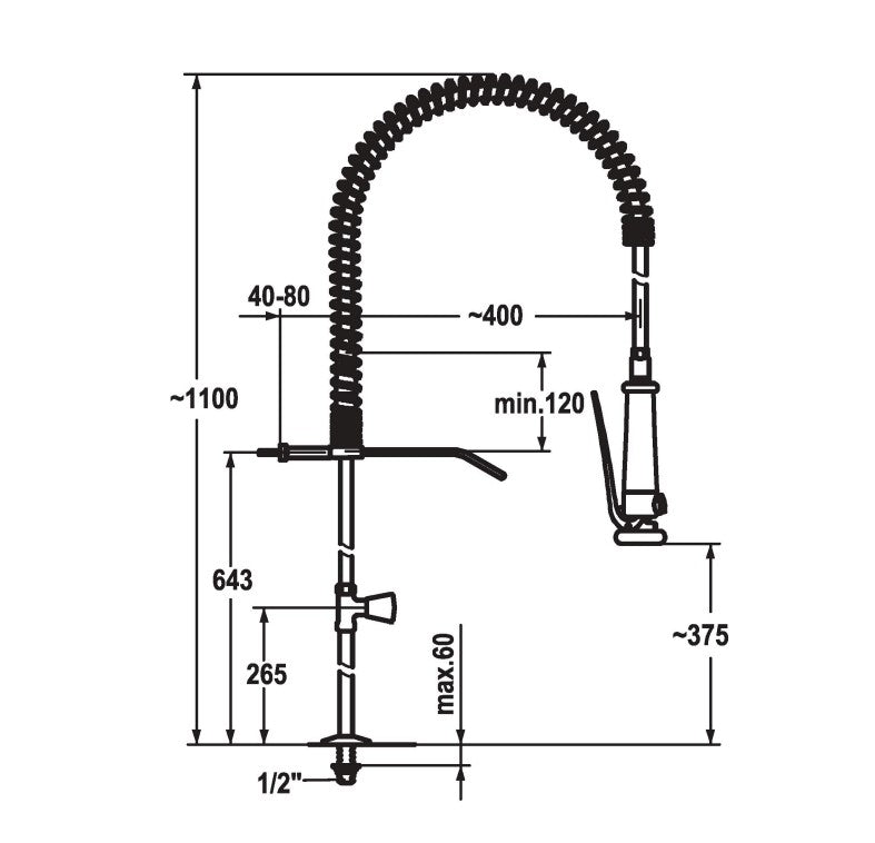 KWC Gastro grootkeukenkraan voor koudwater of voorgemengd