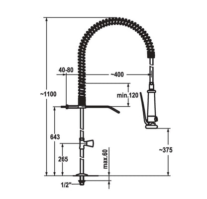 KWC Gastro grootkeukenkraan voor koudwater of voorgemengd