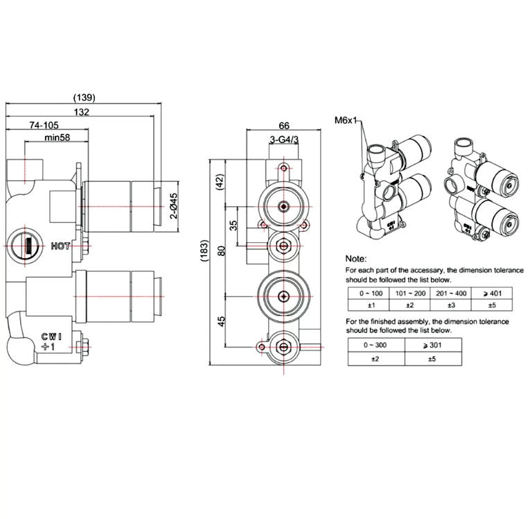 Crosswater Logic thermostatische douchekraan met 1-weg , LO1000RC + WLBP1000RC