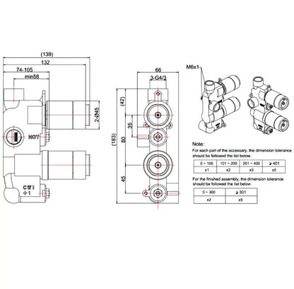 Crosswater Logic thermostatische douchekraan met 1-weg , LO1000RC + WLBP1000RC