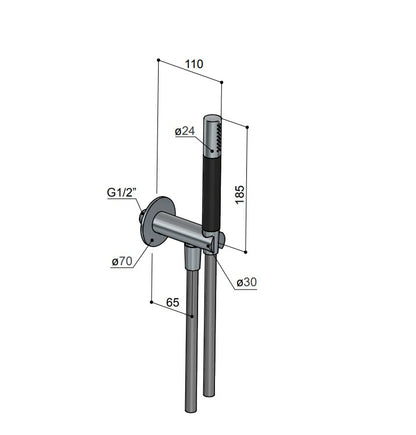 Cobber 70 wanduitlaat 501 met handdouche en doucheslang 1,50 mtr, gepolijst messing PVD