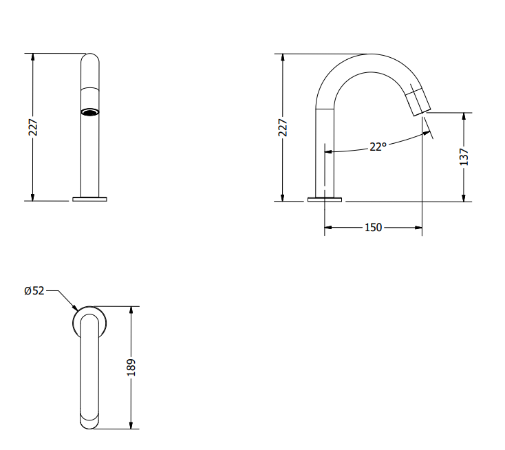 Crosswater MRPO Sensor Wastafelkraan opbouw Mat Zwart PROX135DNM