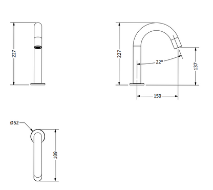 Crosswater MRPO Sensor Wastafelkraan opbouw Mat Zwart PROX135DNM