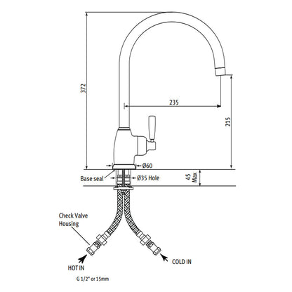 Perrin & Rowe Mimas 1-gats keukenmengkraan C-uitloop chroom