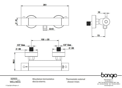 Bongio Squadra design opbouw douchethermostaat
