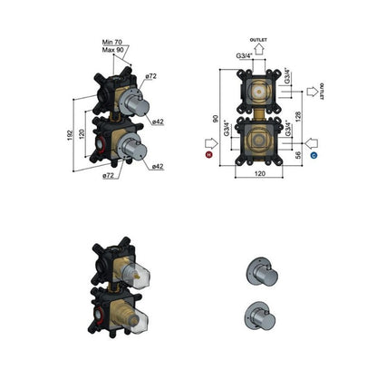 Hotbath Cobber inbouwdeel inbouwthermostaat 2-weg omstel, HBCB7009