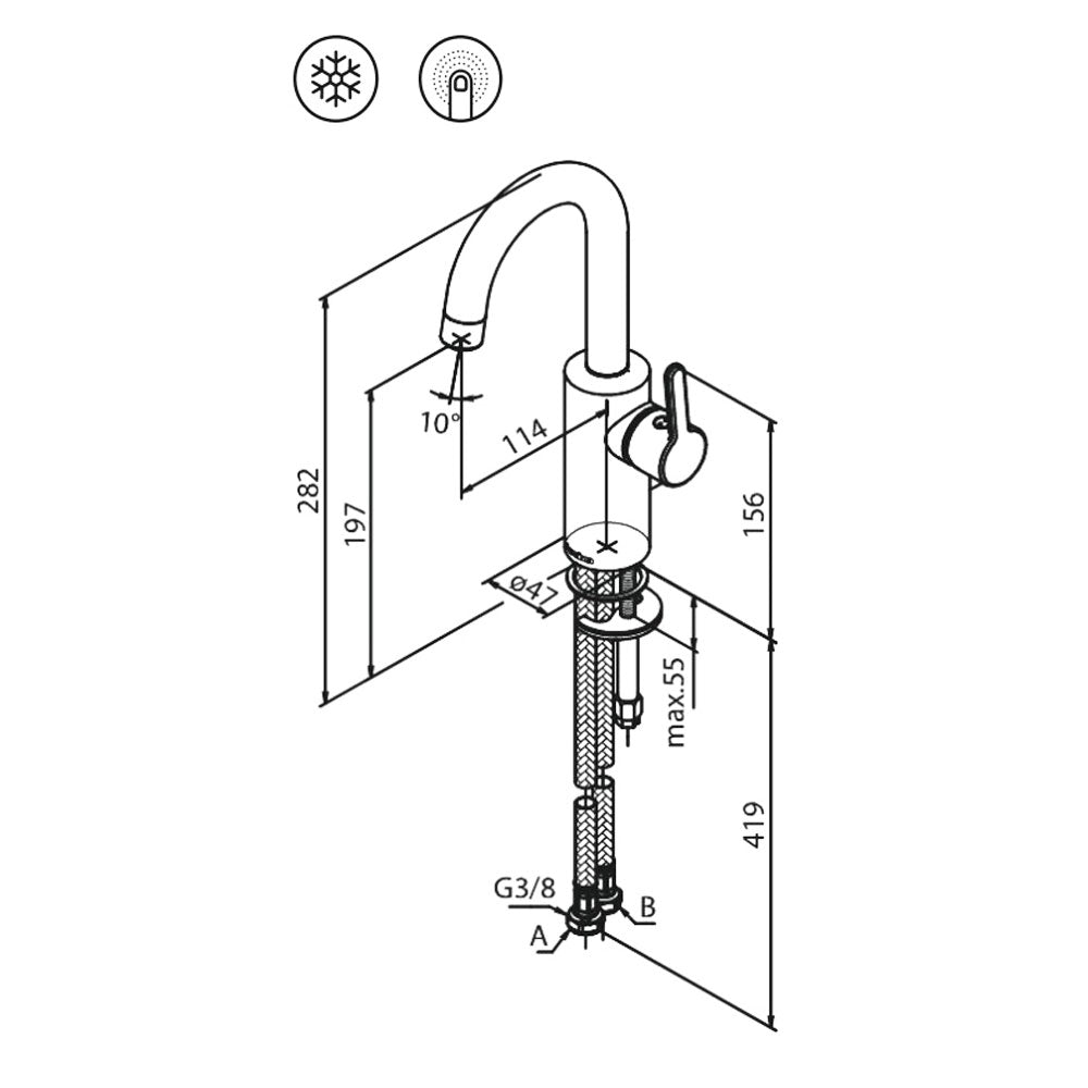 Damixa Silhouet piccolo wastafelmengkraan, chroom
