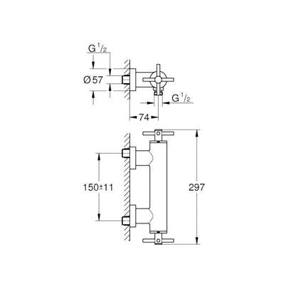Grohe Spa Atrio douchemengkraan kruisgrepen grafiet geborsteld