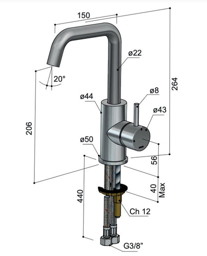 Hotbath Archie AR014 wastafelkraan RVS 316 - Geborsteld Koper PVD