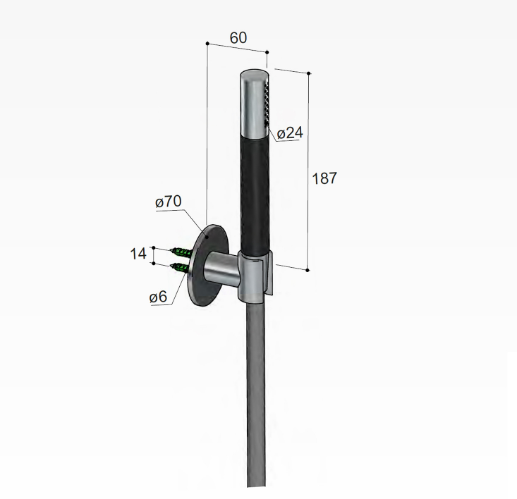 Hotbath Cobber M443 Handdoucheset Met Staafhandouche en Houder Geborsteld Nikkel