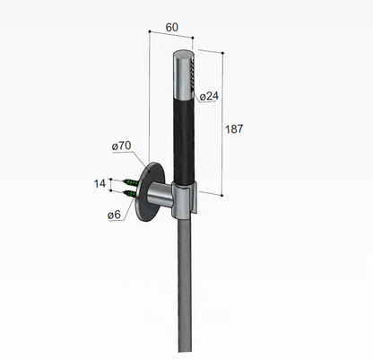 Hotbath Cobber M443 Handdoucheset Met Staafhandouche en Houder Geborsteld Nikkel
