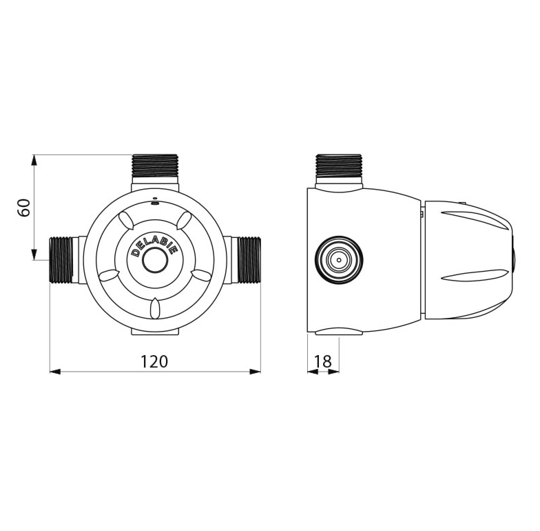 DELABIE PREMIX CONFORT 3/4'' centrale thermostatische mengautomaat 731002