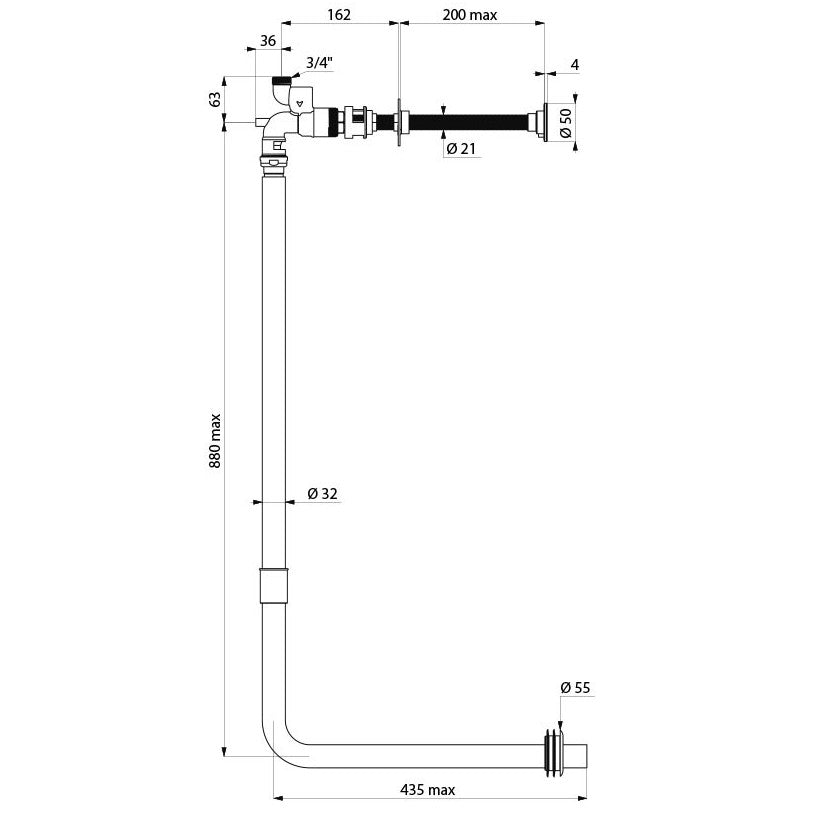 Delabie Tempoflux 1 toiletset met directe spoeling Chroom