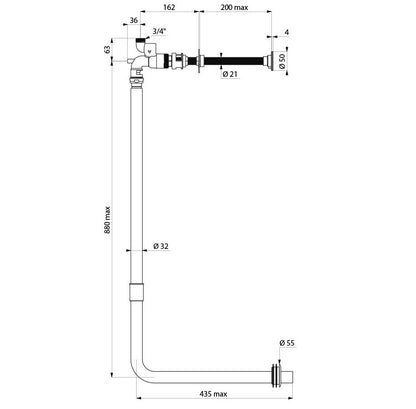Delabie Tempoflux 1 toiletset met directe spoeling Chroom