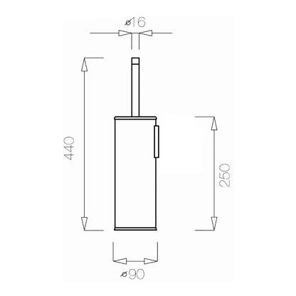 Tupai toiletborstel met houder wandmodel Round RVS