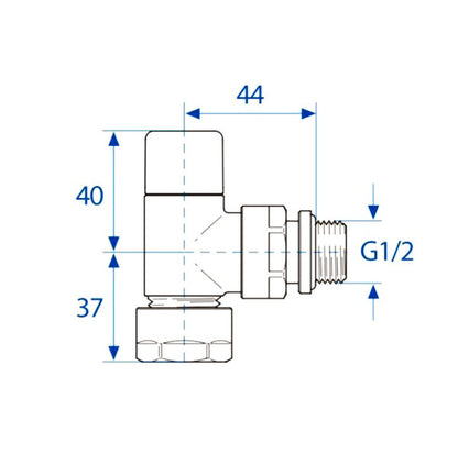 Runtal XS haakse afsluiter chroom XS02R-790