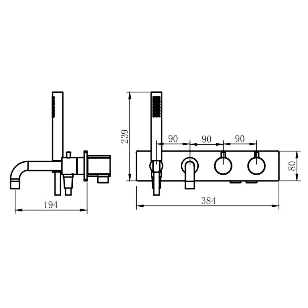 Wiesbaden Style bad Thermostaatkraan Inbouw 2-knops geborsteld goud