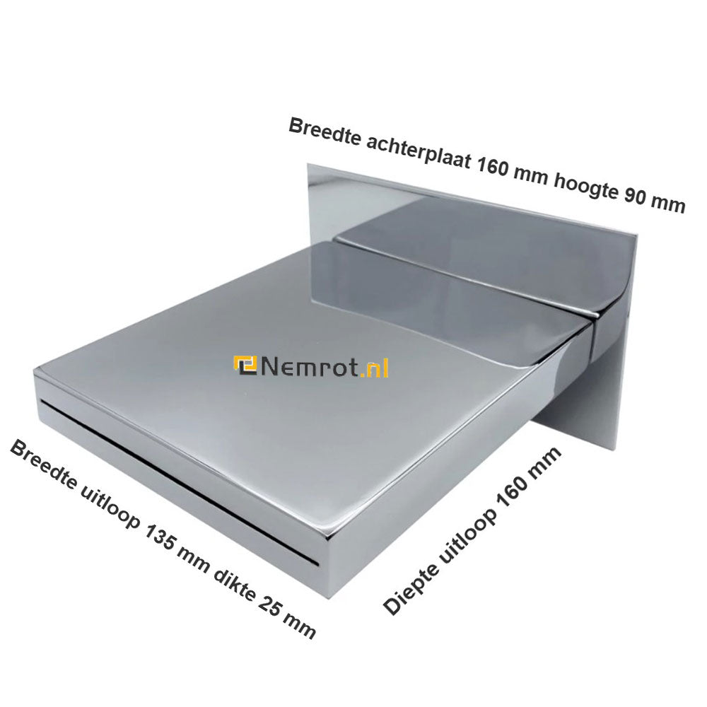 Best Design Q-More Cascade waterval muuruitloop tbv. douche en bad, chroom