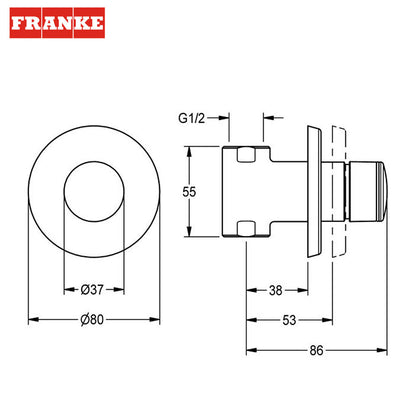 KWC / Franke F3SV2003 zelfsluitende douche rechte kraan