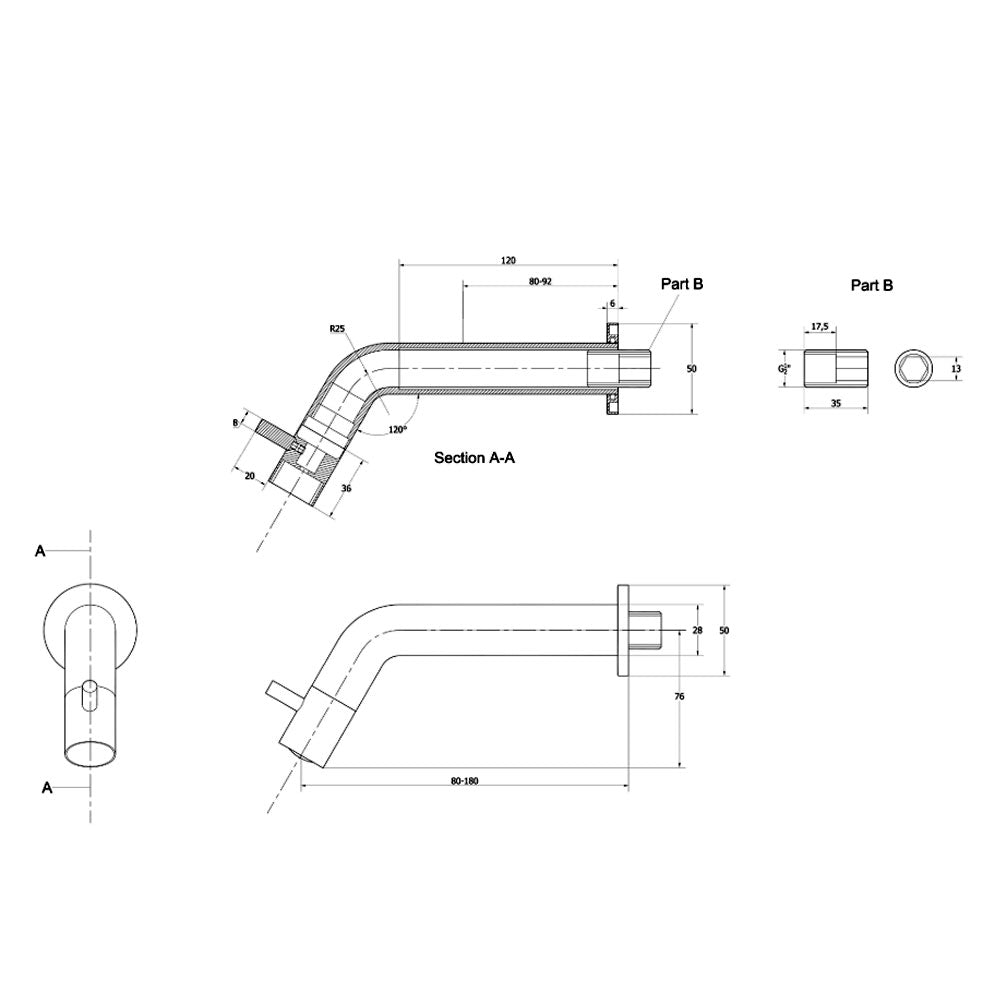 INK fonteinkraan Combi set wandmontage inclusief bekersifon + afvoerplug always open Chroom