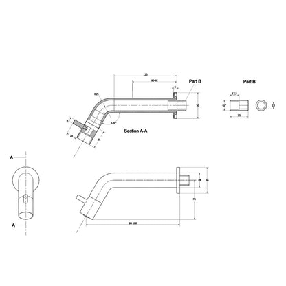 INK fonteinkraan Combi set wandmontage inclusief bekersifon + afvoerplug always open Chroom