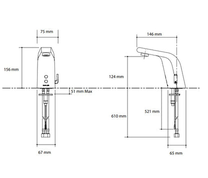KOHLER Hybride 13462-CP infrarood opbouw Wastafelmengkraan, Gepolijst Chroom