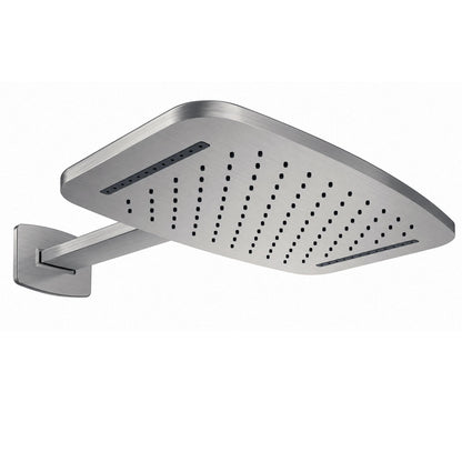 Wiesbaden Roca waterval hoofddouche met douchearm 40x25 Geborsteld Staal PVD