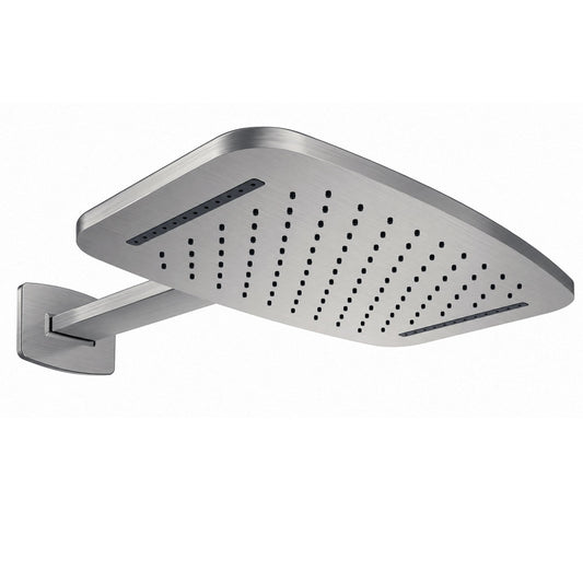 Wiesbaden Roca waterval hoofddouche met douchearm 40x25 Geborsteld Staal PVD