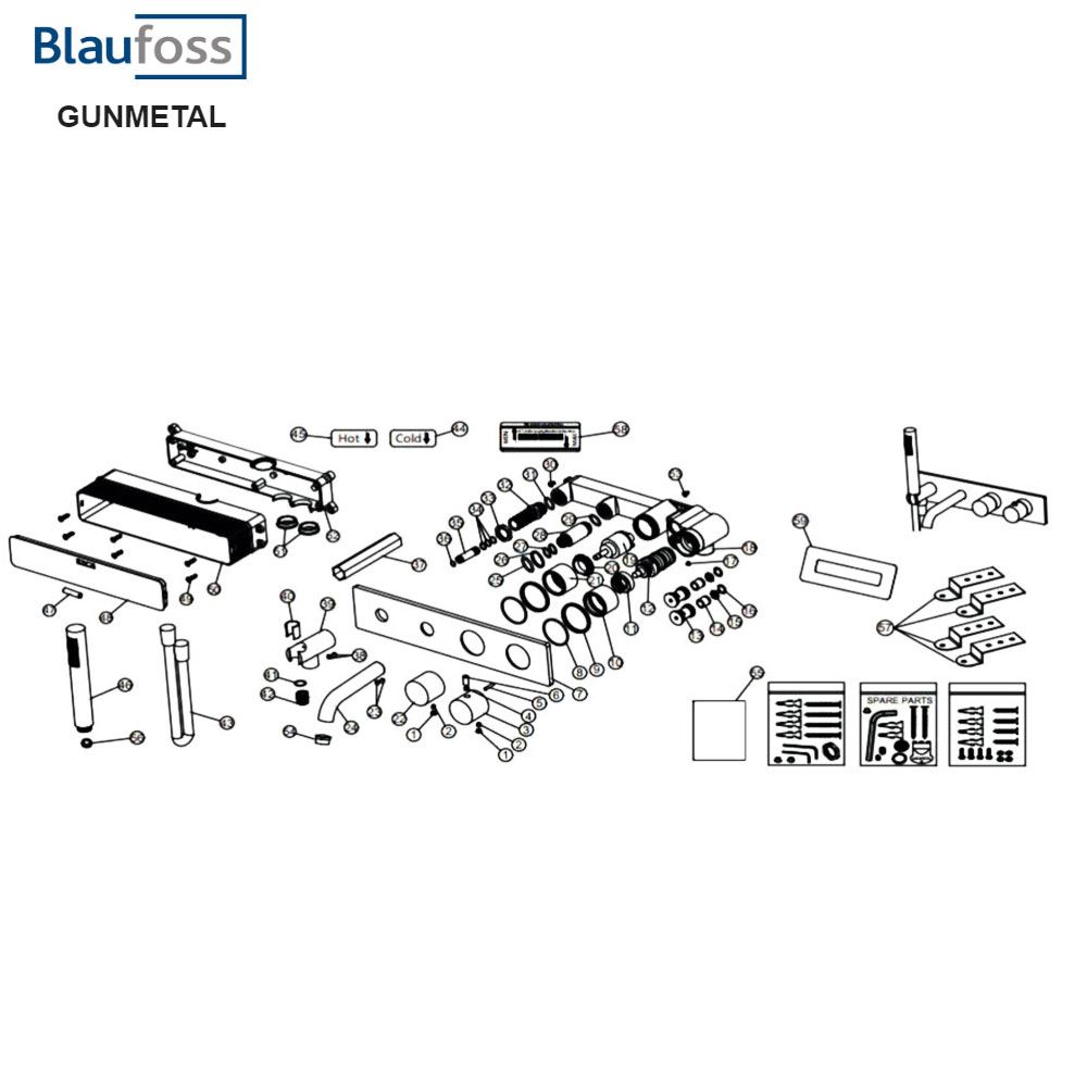 Blaufoss Round Bad Thermostaatkraan inbouw 2-knops afbouw + inbouwdeel 2 weg, geborsteld gunmetal