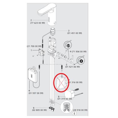 Schell Celus E elektronische wastafelkraan batterijvoeding 6 V voorgemengd of koud water, chroom