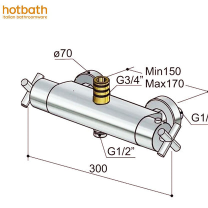 Hotbath Chap C016CR douchethermostaat met bovenaansluiting voor stortdouche, chroom