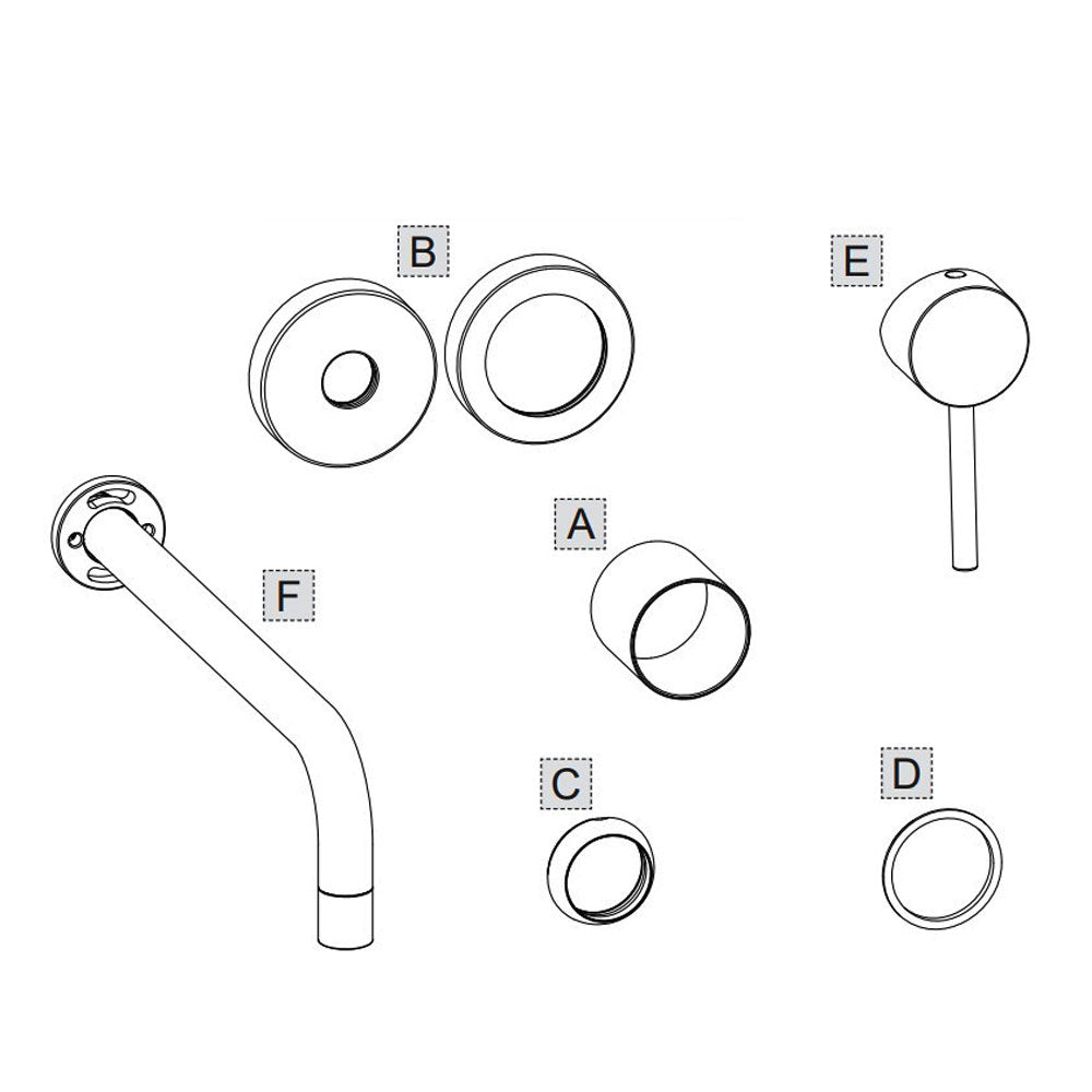 Gessi Via Tortona 2 gats luxe wandmengkraan afbouwset geborsteld messing PVD