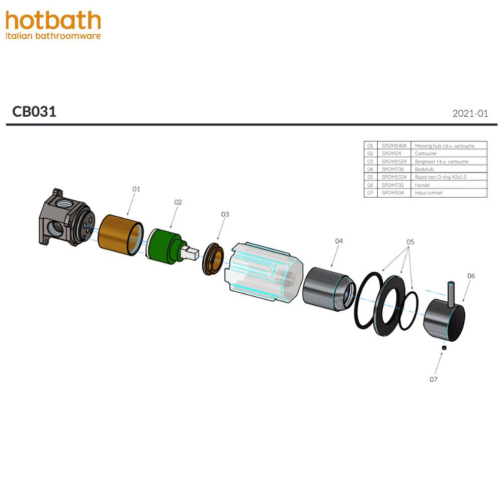 Hotbath Cobber CB031EXT + HBCB031  douche mengkraan afbouwdeel + inbouwdeel, chroom