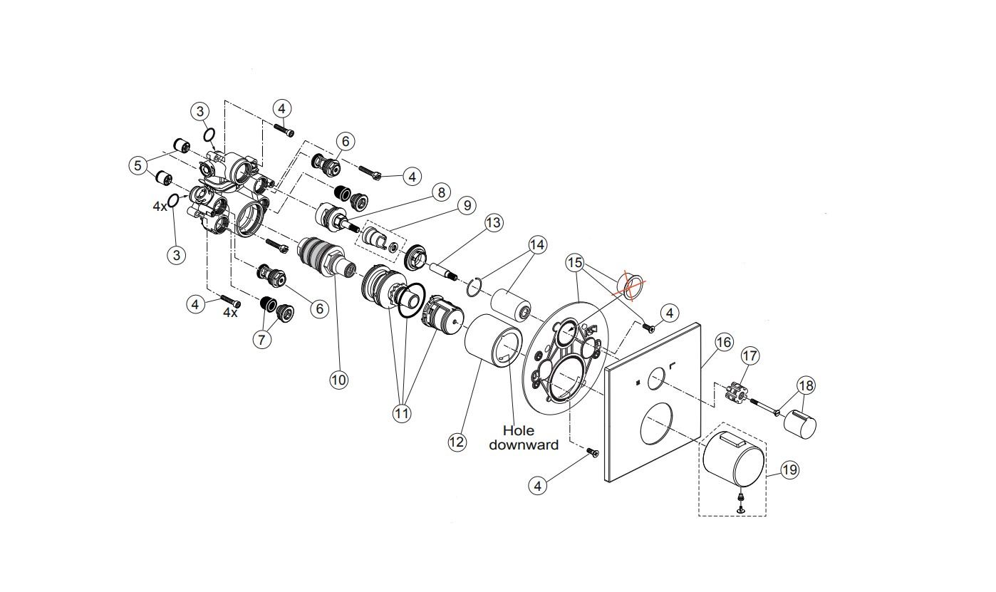 Ideal Standard CeraTherm C100 inbouw thermostatische baddouchekraan met omstel, brushed gold